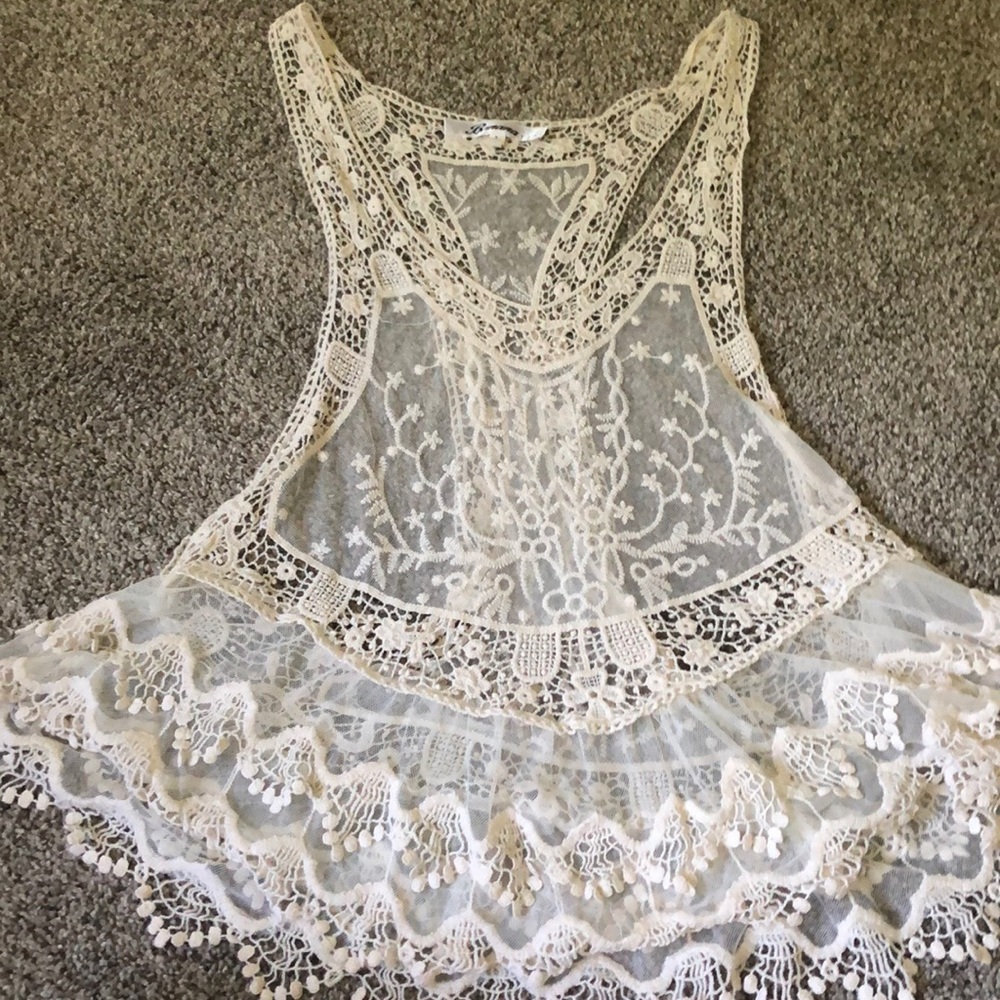 BEYONCÉ inspired cropped lace cover up
